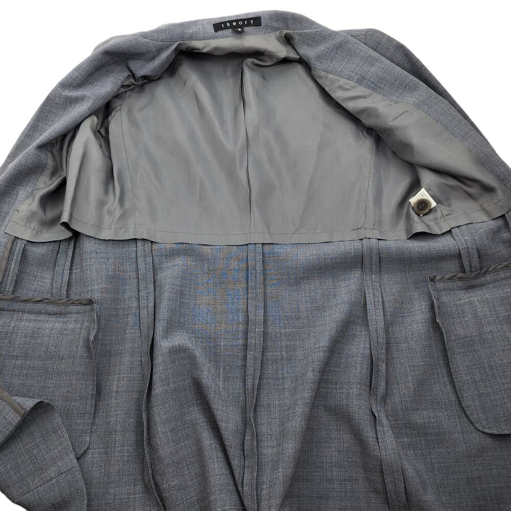 Theory Wool Three Button Blazer Gray Lined Sealed… - image 5